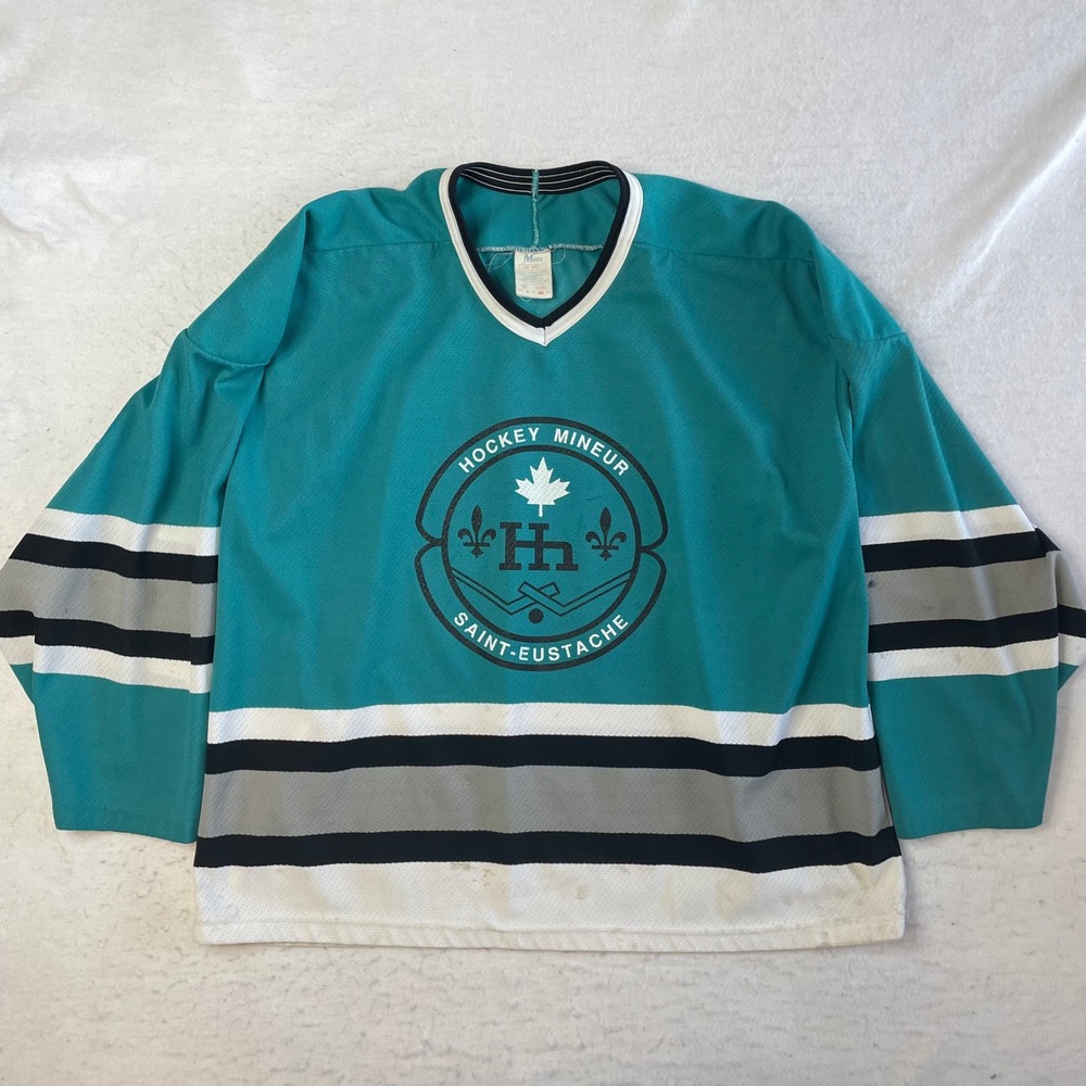 Maska Hockey Jersey Mens XL Teal Saint-Eustache Hockey Mineur #17 Air-Knit VTG